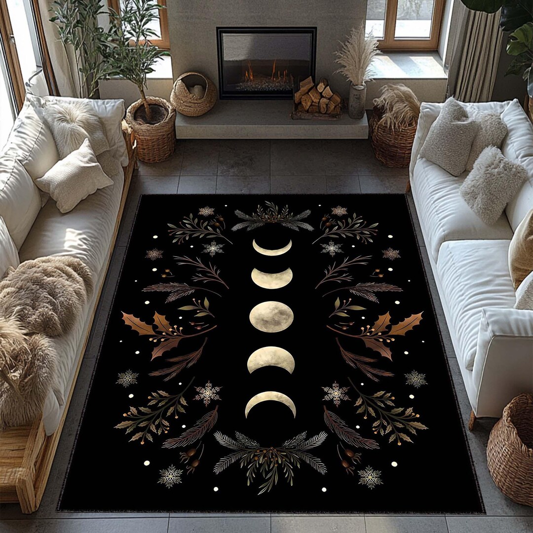 Beware Rug Moon Rug Moon Shapes Rug, Astrology Decor Rug, Moon Decor Rug, Space Decor Rug ...