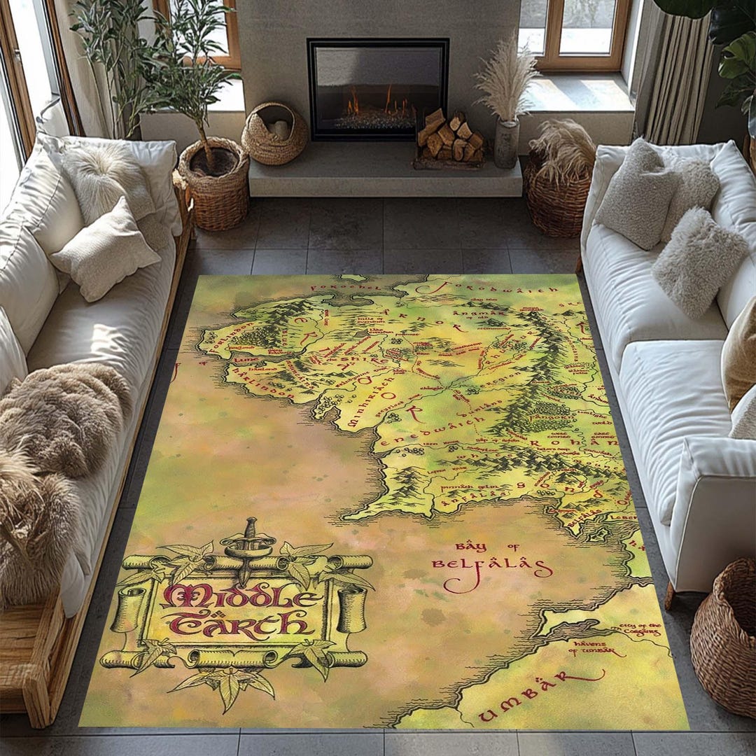 Middle Earth Map Rug,popular Movie Rug, Map Rug, the Rings Map Rug ...