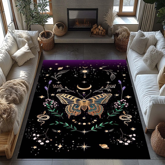 Amazing Butterfly Rug, Nature Rug, Unique Rug, Rare Rug, Custom Design Rug, Butterfly Rug, Snake Rug, Flower Rug, Housewarming Rug,