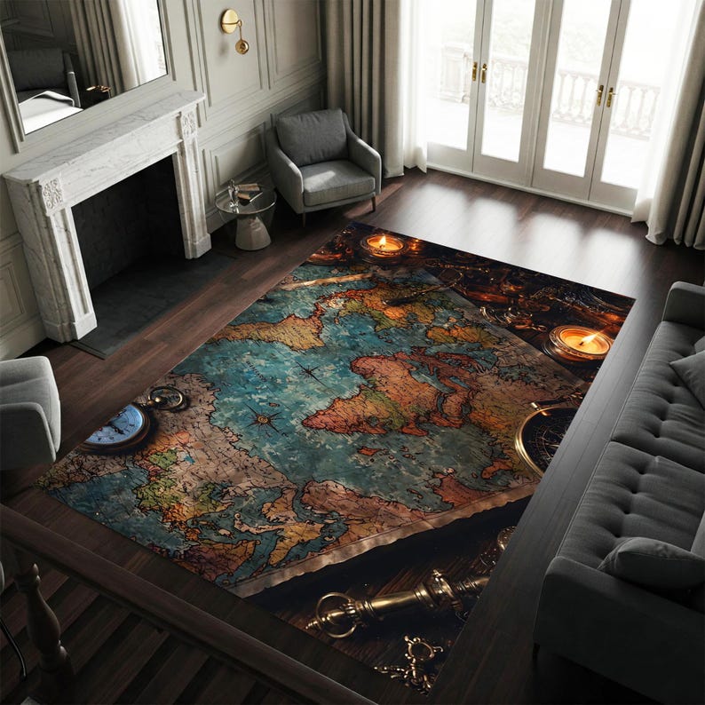 Old World Map Rugs, Vintage World Map Rugs, Map Rugs, Corridor Rug ...