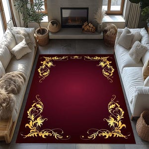Modern Art Living Room Rugs|Abstract Rugs|Red And Gold Rugs|Elegant Rugs|Rothko Rugs|Bedroom Rug|Housewarming Gift|Bestselling Rugs