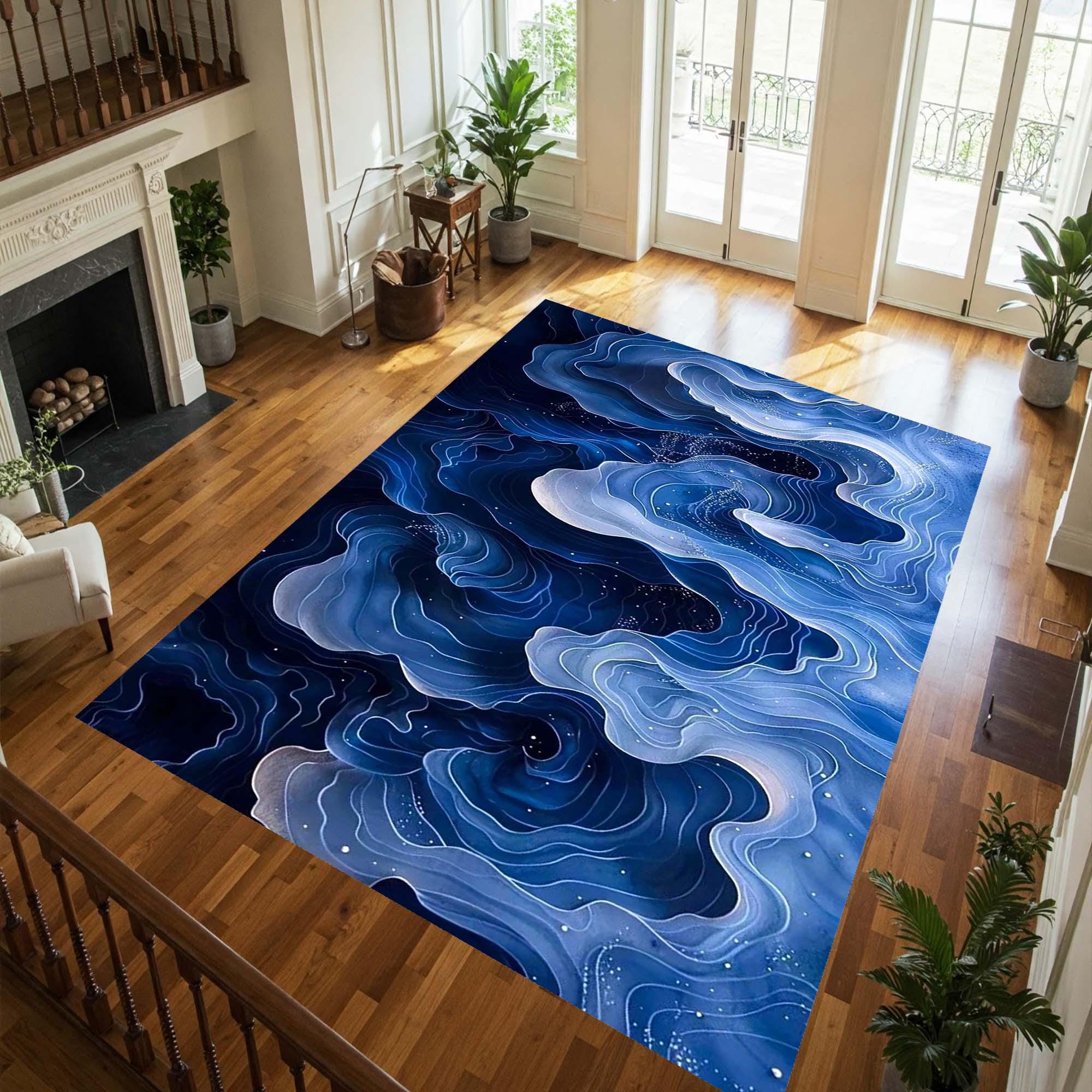 Blue Marble Rug Pattern Blue Marble Area Rug: 3D Print Home Decor Rug,luxury Blue Marble Rug ...