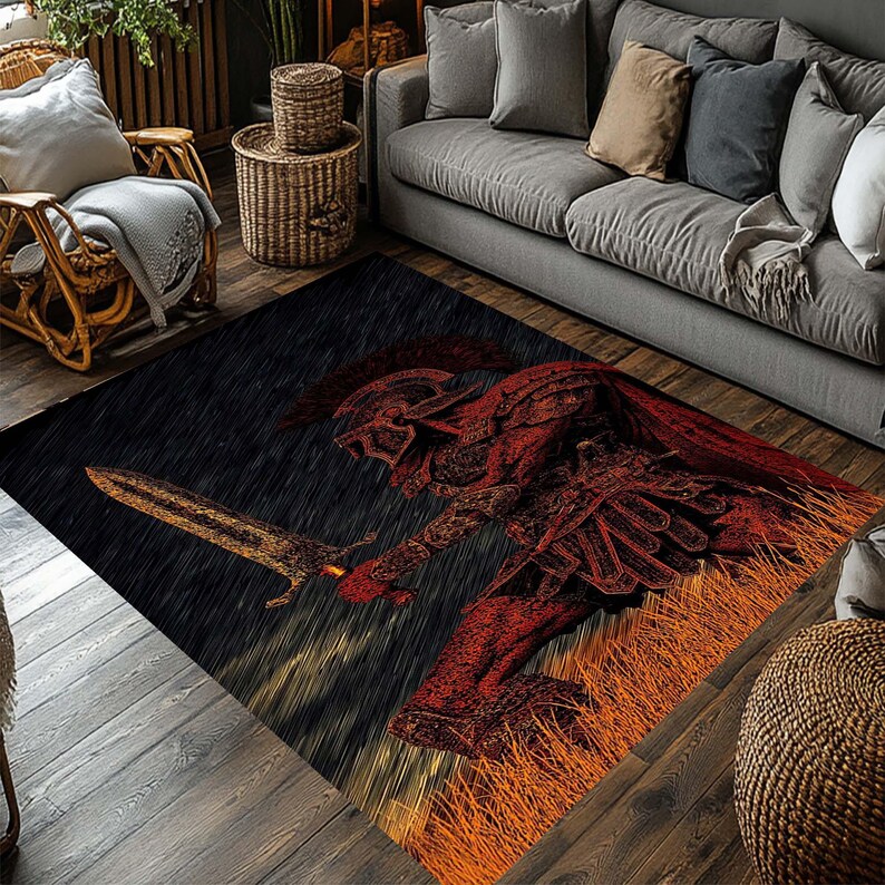 Medieval Knight Art Rug: Gothic Warrior Sword Design - Etsy