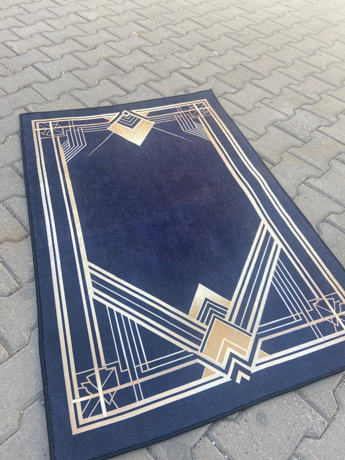Fancy Gold Rug Gold Line Rug, Art Deco Rug, Modern Art Rug, Black Gold Rug, Gold ...
