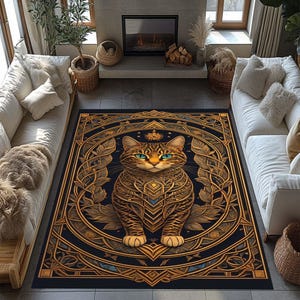 Cat Themed Rug, Animal Rug, Cat Area Rug, Cat Art Rug, Cute Cat Rug, Cat Carpet, Vintage Rug, Rugs For Living Room, Home Decor Rug,Floor Rug