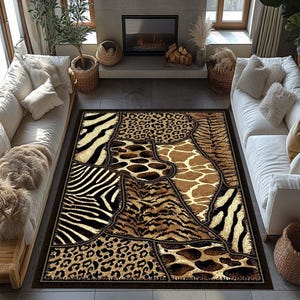 Leopard Rug, Vintage Design Leopard Rug, Leopard Skin Rug, Living Room Rug, Leopard Floor Decor Rug, Non Slip Rug, Bedroom Rug Home Gift Rug