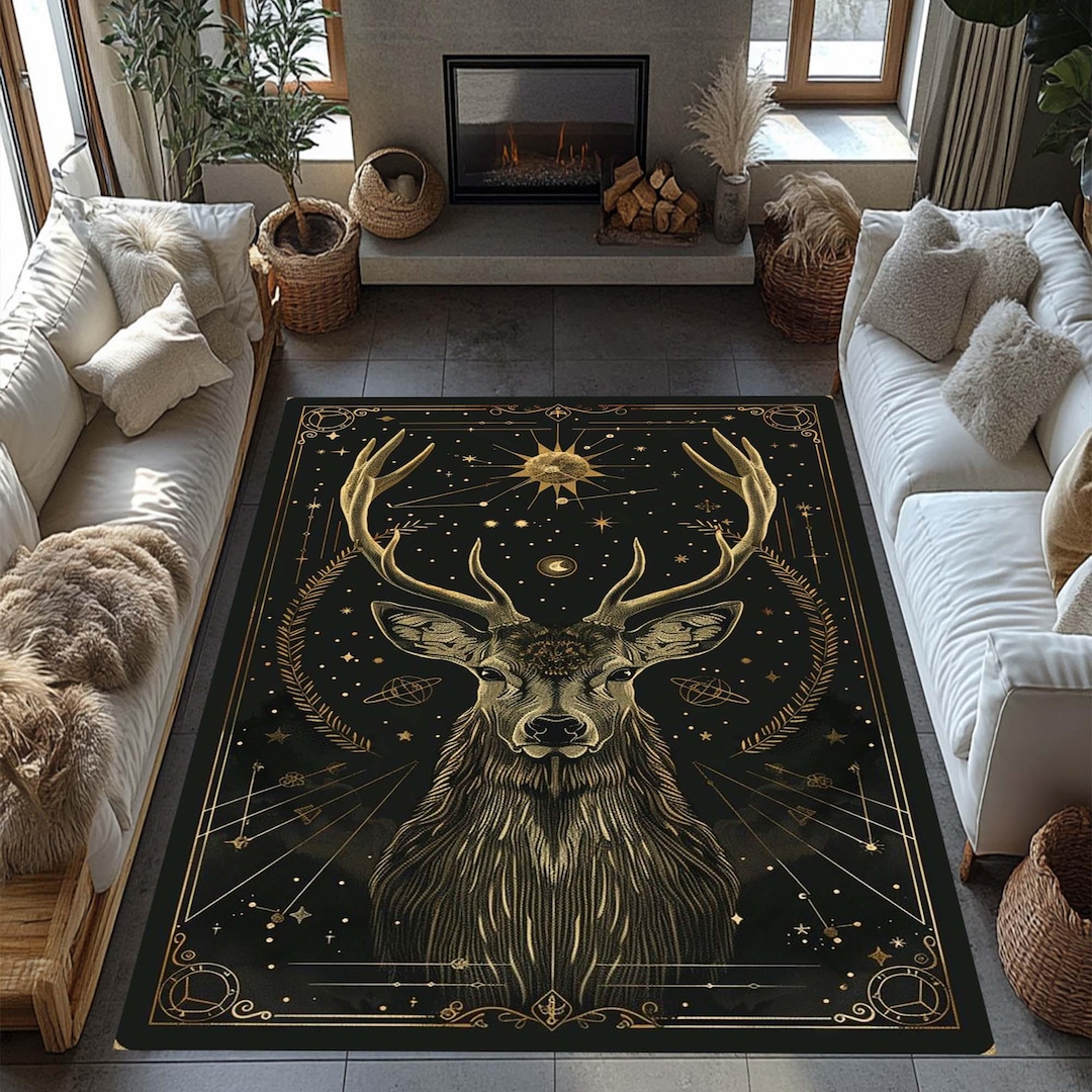 Deer Artwork Rug, Gazelle Decor Rug, Cottage Rug, Animal Print Rug ...
