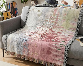 Manta tejida abstracta psicodélica, tapiz surrealista para pared