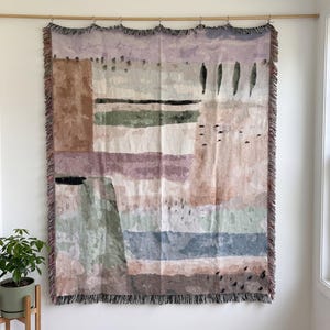 Tree Tapestry Blanket, Paul Klee Landscape with Poplars Woven Throw, Modern Wall Hanging, Cotton Decor