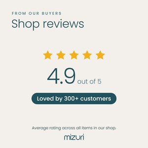 Shop reviews card shown with the Leopard woven blanket: five gold stars and the average rating across all items in our shop.