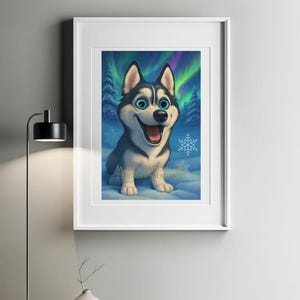Wild Hearts Make The Best Memories  Funny Husky Digital Print Wall Art, Dog Art, Pet Portrait, Dog Lover Gift, Cartoon Dog, Digital Download