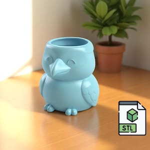 Kookaburra Bird Planter STL | 3D Printable Succulent Pot | Australian Animal Decor Digital File