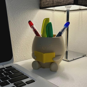 Reading Buddy Planter | Cute 3D Printed Book Pot with Smiling Character | Succulent Desk Decor | Adorable Plant Gift File