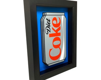 Diet Coke Soda Can 3D Art: Framed Kitchen Decor Wall Art