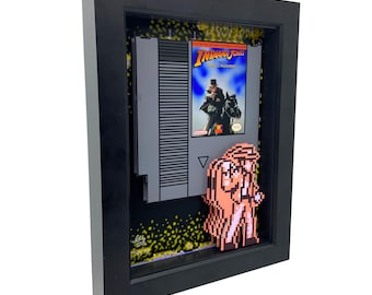 Indiana Jones NES Art: 3D Shadow Box - Gamer Room Decor