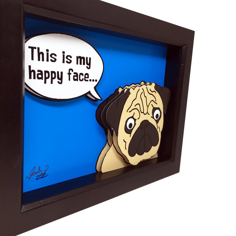 Pug Art Print Pug Gift Pug Wall Art 3D Art Dog Lover Gift Dog Gift Dog Decor Pug Decor Pug Print Pet Art Dog Art Dog Decor Pug Lover Gift image 2