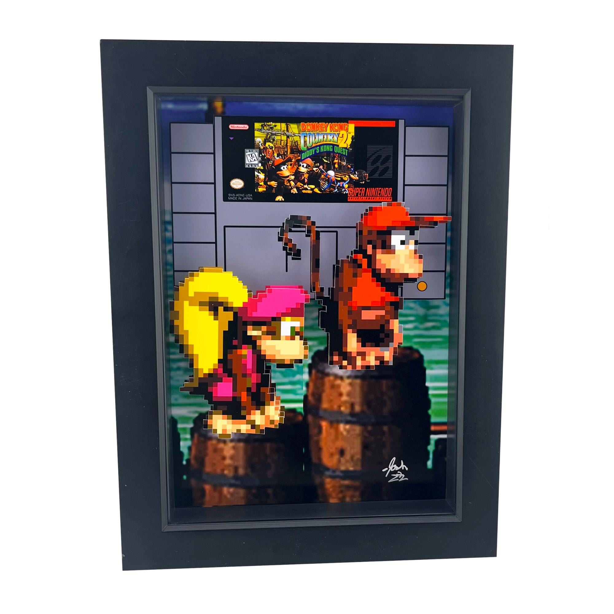 Donkey Kong Country 2 3D Art: SNES Game Shadow Box (5x7 or 11x14