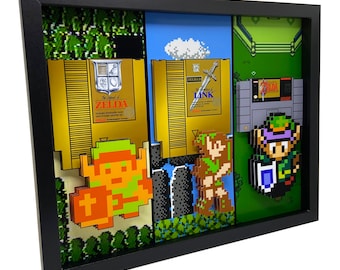 Zelda 3D Art: Legend of Zelda, Link to the Past - Framed SNES Gamer Decor