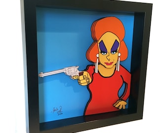 John Waters Pink Flamingos 3D Art: Divine Framed Print