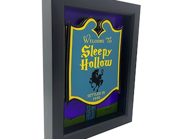 Sleepy Hollow Sign Headless Horseman Art Legend of Sleepy Hollow Print Ichabod Crane Washington Irving Book 3D Art Headless Horseman Decor