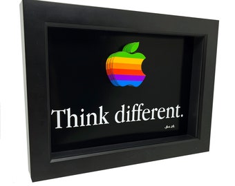 Art mural Think Different Ordinateurs Apple Art 3D Logo Apple Affiche Think Different Apple des années 1980 Annonce Apple Inc Steve Jobs Art Décoration du jeu vidéo