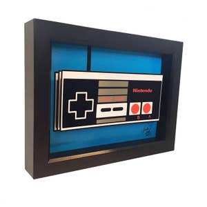 Framed Nintendo Controller 3D Art: Retro Video Game Decor