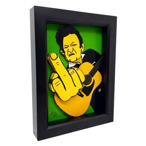 Johnny Cash Middle Finger Print Johnny Cash Art 3D Art Country Music Johnny Cash Print Man in Black Print Acoustic Guitar Print Memphis Art