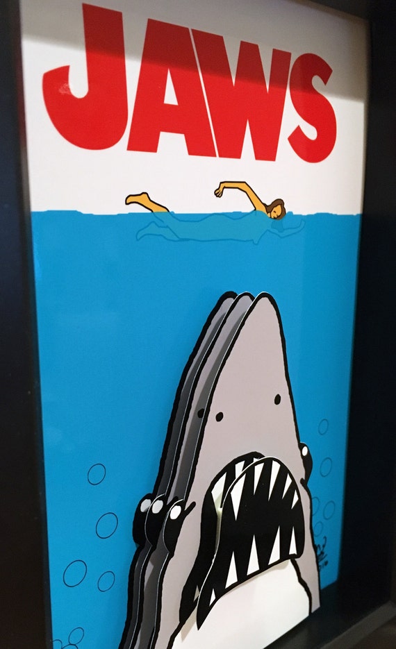 Jaws Movie Poster 3D Art: Framed Horror Decor - Etsy