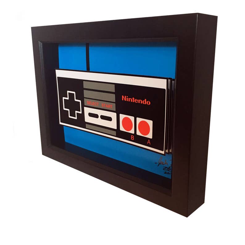 Video Game Art Retro Video Game Decor Nintendo Controller Print Nintendo Print NES Art 3D Art Nintendo Decor Retro Video Game Controller Art image 4