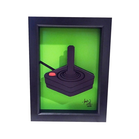 Atari Joystick 3D Art: Vintage Video Game Controller, Framed Paper Cut