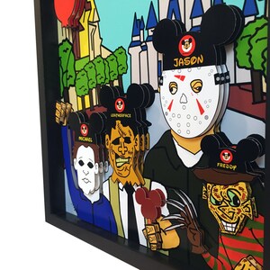 Disney World Horror Art Print: Freddy, Jason, Michael, Leatherface (11x14 Framed) image 2