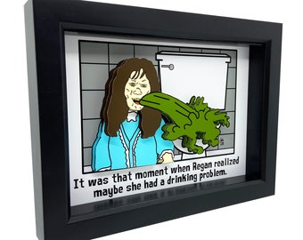Exorcist Regan 3D Art: Funny Horror Bathroom Decor (5x7 Framed)