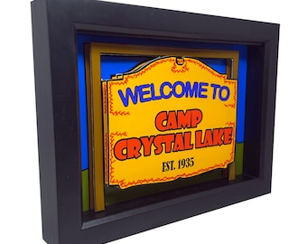 Camp Crystal Lake 3D Art: Friday the 13th Shadow Box Sign