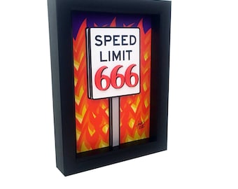Devil's Speed Limit Sign 3D Pop Art - Framed Dark Art
