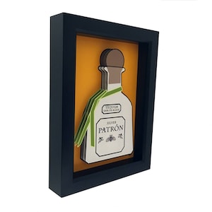 3D Papercut Patron Tequila Art: Framed Bar Decor