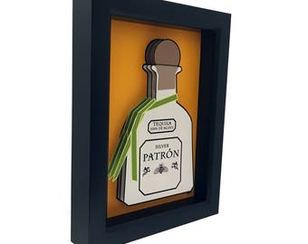 Patron Print Tequila Bottle Art Kitchen Decor Home Decor Art Liquor Bottle 3D Pop Artwork Alcohol Patron Tequila Kitchen Art Bar Art