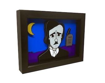 Edgar Allan Poe Art Edgar Allan Poe Wall Art Edgar Allan Poe Decor Book Lover Gift 3D Art Literary Gift Book Lover Art The Raven Art Gothic