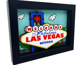 Welcome to Fabulous Las Vegas Sign 3D Art Gambling Decor Las Vegas Strip Googie Decor Poker Art Las Vegas Art Las Vegas Decor Poker Gifts