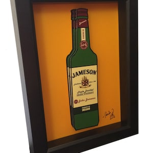 Jameson Irish Whiskey Bottle 3D Pop Art - Framed Bar Decor