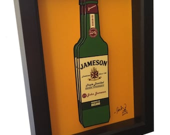 Jameson Bottle Print 3D Art Jameson Irish Wiskey Bottle Art Bar Decor Art