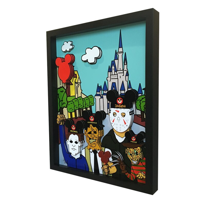 Disney World Horror Art Print: Freddy, Jason, Michael, Leatherface (11x14 Framed) image 5