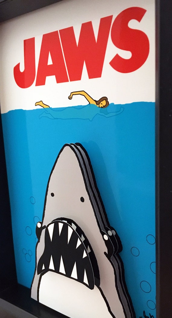 Jaws Movie Poster 3D Art: Framed Horror Decor - Etsy