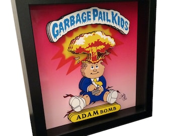 Adam Bomb 3D Pop Art Print: Garbage Pail Kids Trading Card in Black Frame