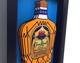 Crown Royal Liquor Bottle Art Print 3D Art Bar Decor Fun Kitchen Art Fun Kitchen Sign Fun Wall Art