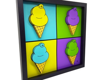 Ice Cream Art Kitchen Decor 3D Art Andy Warhol Kitchen Pop Art Kitchen Decor Kitchen Sign Ice Cream Print Ice Cream Sign Dessert Art