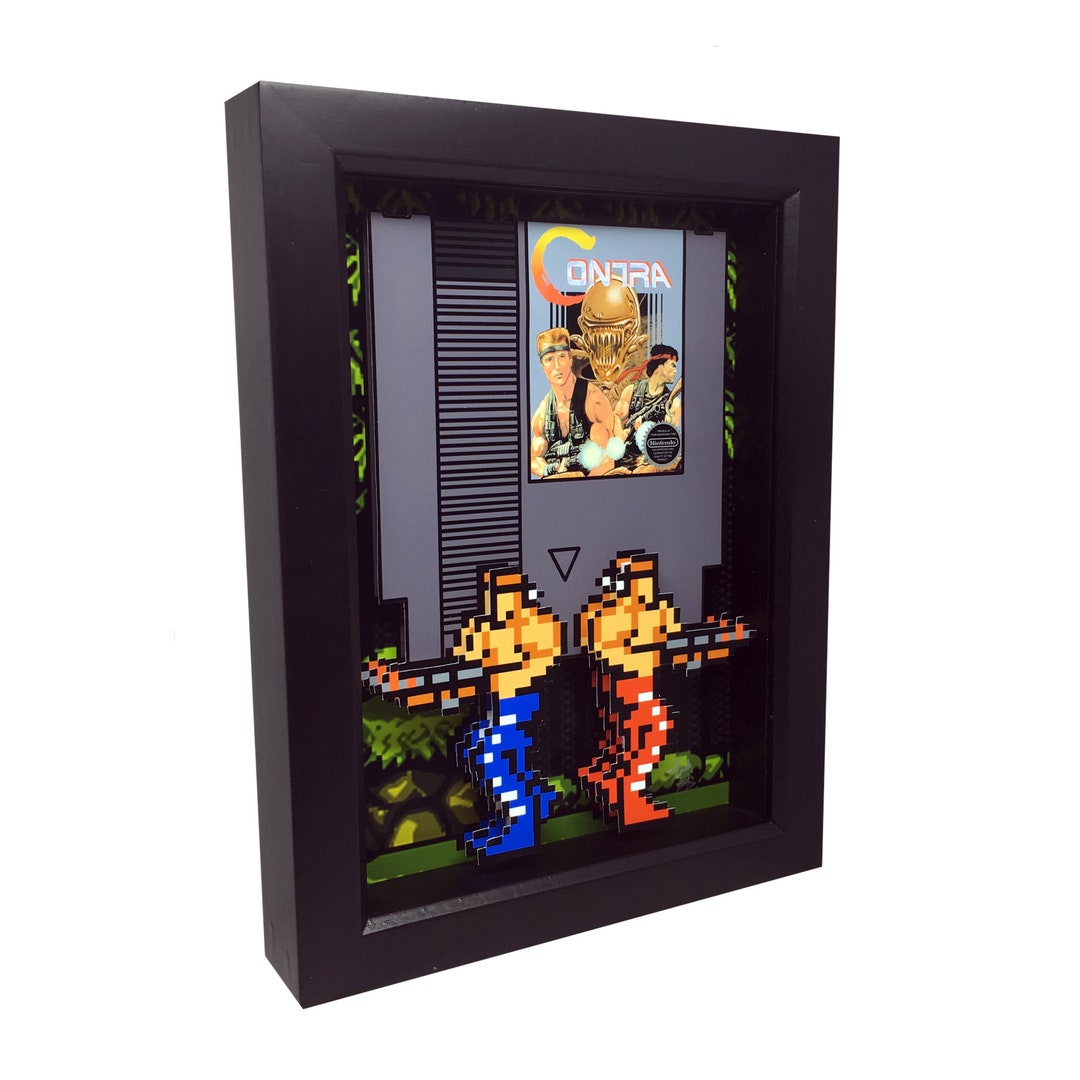 Contra NES Art: Framed 3D Pixel Art Retro Video Game Decor