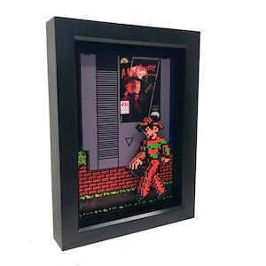 8 Bit Freddy Krueger 3D Framed Art: NES Video Game Decor
