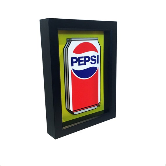 Pepsi Can 3D Art: Framed Soda Pop Sign, Kitchen Decor