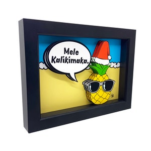 Mele Kalikimaka Pineapple 3D Art: Hawaiian Christmas Tiki Decor