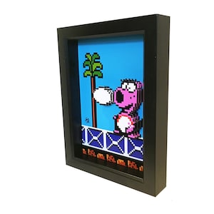 8 Bit Birdo Art: Super Mario Bros 2, Framed 3D Print